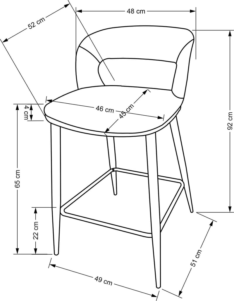 Barstol beige/valnöt sitthöjd 65 cm - Pelican - Beige/Valnöt - Products - Möbler - Fåtölj & stolar - Barstol & barpall