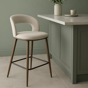 Barstol beige/valnöt sitthöjd 65 cm - Pelican - Beige/Valnöt - Products - Möbler - Fåtölj & stolar - Barstol & barpall