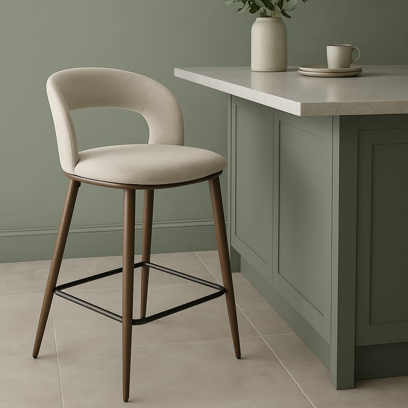 Barstol beige/valnöt sitthöjd 65 cm - Pelican - Beige/Valnöt - Products - Möbler - Fåtölj & stolar - Barstol & barpall