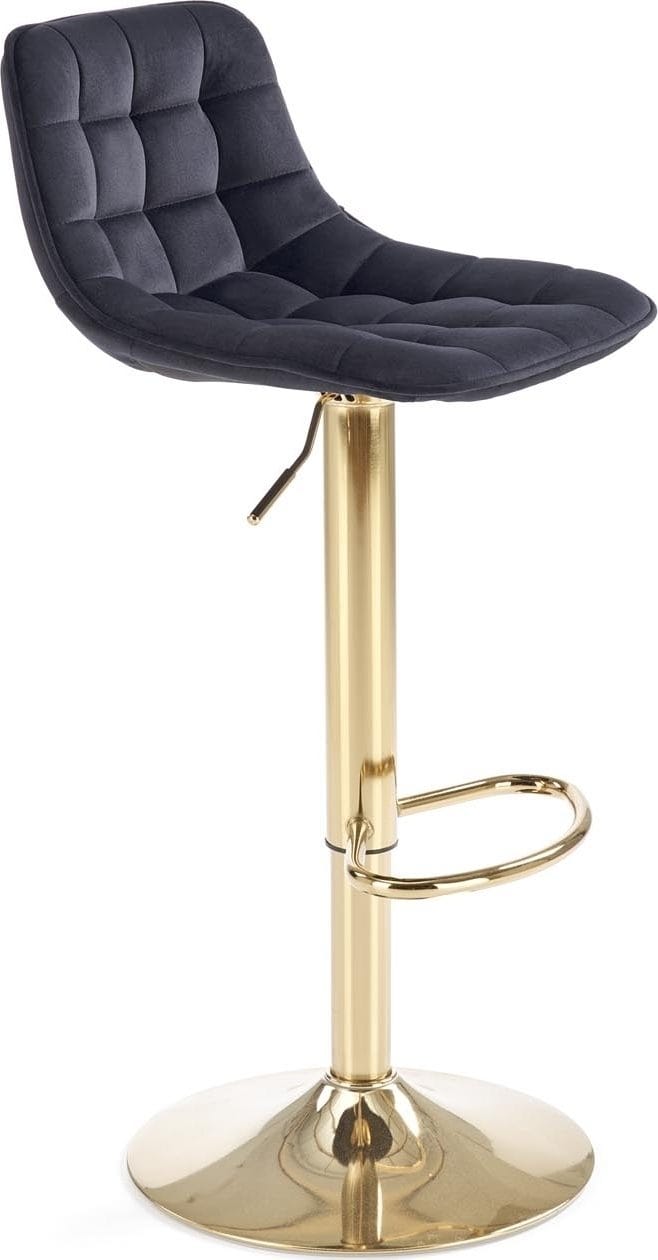 Barstol svart sammet med guldfot - Sitthöjd 62-84 cm - Svart/guld - Products - Möbler - Fåtölj & stolar - Barstol & barpall
