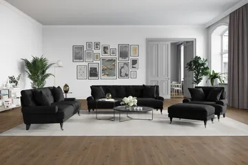 Andrew Loveseat Sammet - Svart/Krom - Products - Möbler - Fåtölj & stolar - Fåtölj - Sammetsfåtölj