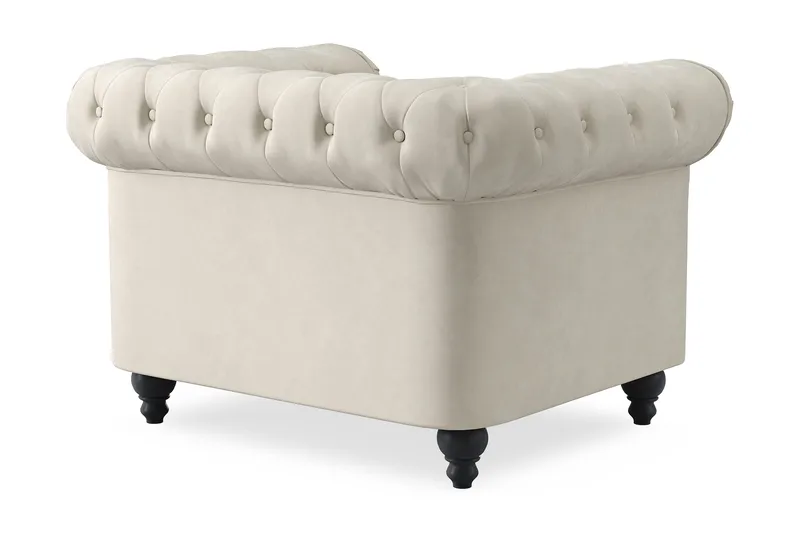 Chesterfield Lyx Stor skön djup sammetsfåtölj - Fåtölj till vardagsrum - Beige Sammet - Products - Möbler - Fåtölj & stolar - Fåtölj - Chesterfield fåtölj