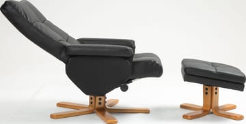 Duva reclinerfåtölj med fotpall i svart PU med bruna ben - Svart - Products - Möbler - Fåtölj & stolar - Fåtölj - Biofåtölj & reclinerfåtölj