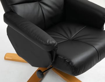 Duva reclinerfåtölj med fotpall i svart PU med bruna ben - Svart - Products - Möbler - Fåtölj & stolar - Fåtölj - Biofåtölj & reclinerfåtölj