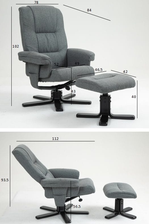 Reclinerfåtölj med fotpall grå - Oslo - Grå - Products - Möbler - Fåtölj & stolar - Fåtölj - Biofåtölj & reclinerfåtölj