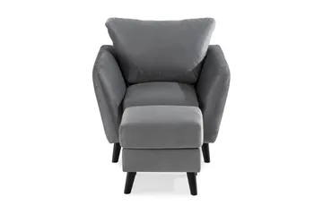 Trend Fåtölj med Fotpall - Ljusgrå Sammet - Products - Möbler - Fåtölj & stolar - Fåtölj - Fåtölj med fotpall