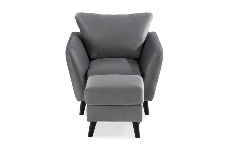 Trend Fåtölj med Fotpall - Ljusgrå Sammet - Products - Möbler - Fåtölj & stolar - Fåtölj - Fåtölj med fotpall