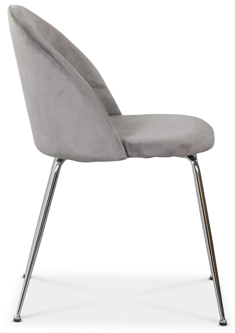 Giovani velvet stol - Ljusgrå / Krom, Ljusgrå