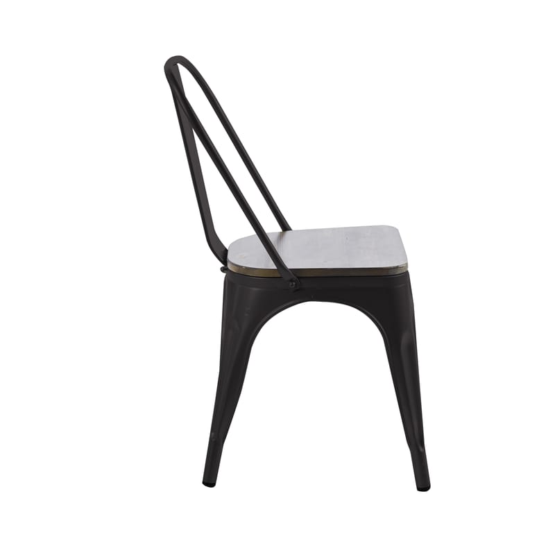 Iris matstol i svart metall med träsits - Svart - Products - Möbler - Fåtölj & stolar - Matstol & köksstol