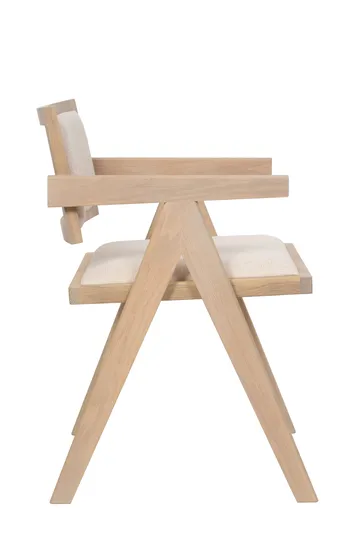 Karmstol Sara Ek/Whitewash med Linnetyg - Whitewash - Products - Möbler - Fåtölj & stolar - Karmstol