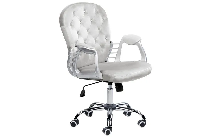 Kontorsstol med kristaller Princess Grå/Silver/Svart, Grå/Silver/Svart