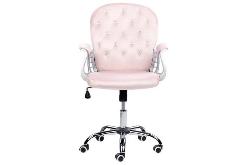 Kontorsstol med kristaller Princess Pastellrosa/Silver/Svart - Pastellrosa/Silver/Svart - Products - Möbler - Fåtölj & stolar - Kontorsstol & skrivbordsstol