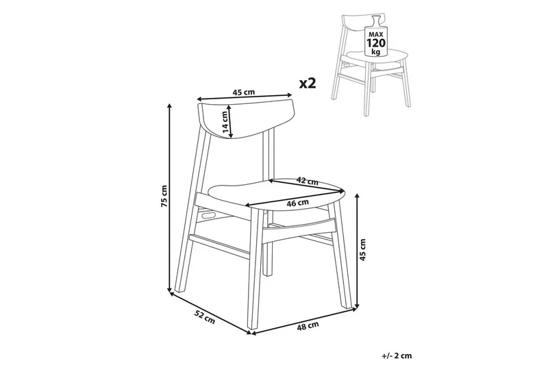 Matsalsstol Smiley set om 2 Mörkt Trä-Grått - Mörkt Trä-Grått - Products - Möbler - Fåtölj & stolar - Matstol & köksstol