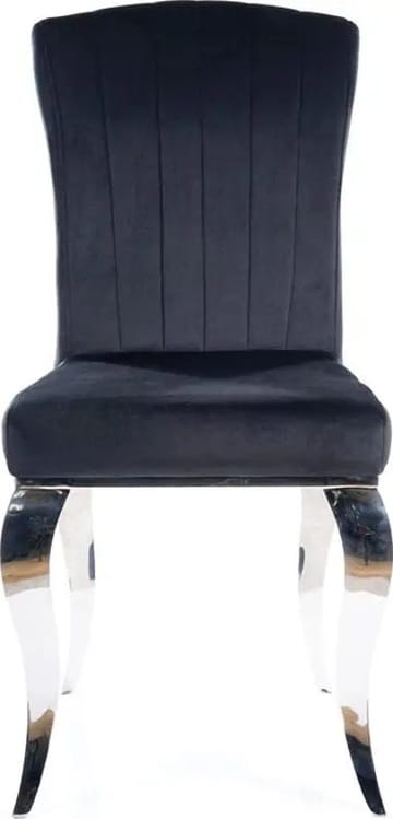 Matstol Sammet med Kromade Ben - Svart/krom - Products - Möbler - Fåtölj & stolar - Matstol & köksstol