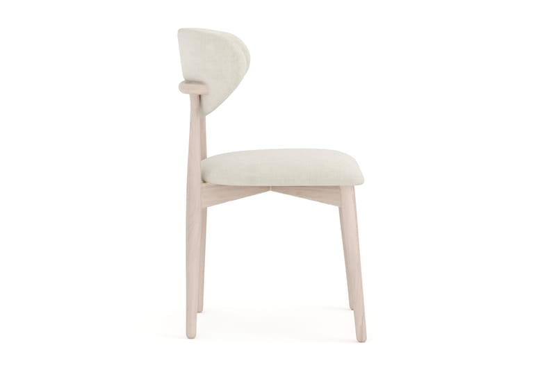 Molly Matstol i trä med tygsits - Whitewash/Beige - Products - Möbler - Fåtölj & stolar - Matstol & köksstol