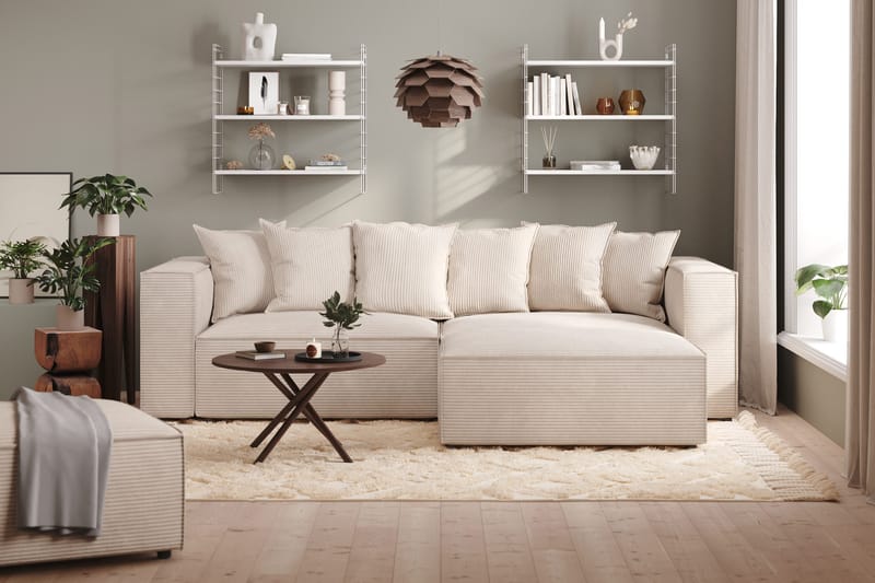 Cubo 1-sits  Rektangulär Fotpallsmodul i Manchester 120 cm bred - Beige - Products - Möbler - Fåtölj & stolar - Pall & puff - Fotpallar