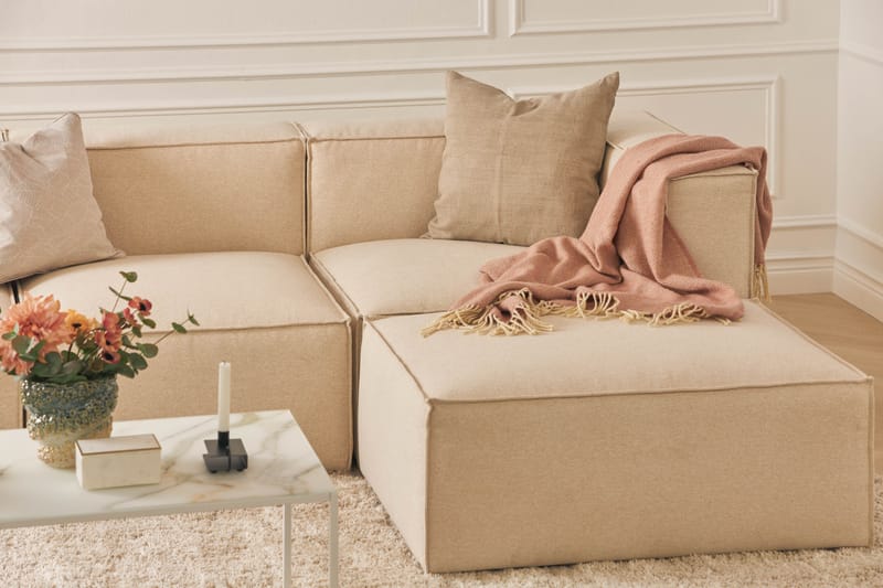 Cubo 1-sits  Rektangulär Fotpallsmodul i Tyg 120 cm bred - Beige - Products - Möbler - Fåtölj & stolar - Pall & puff - Fotpallar