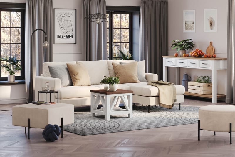 Menard Compact Sittpuff 60 cm Kvadratisk - Beige - Products - Möbler - Fåtölj & stolar - Pall & puff - Sittpuff