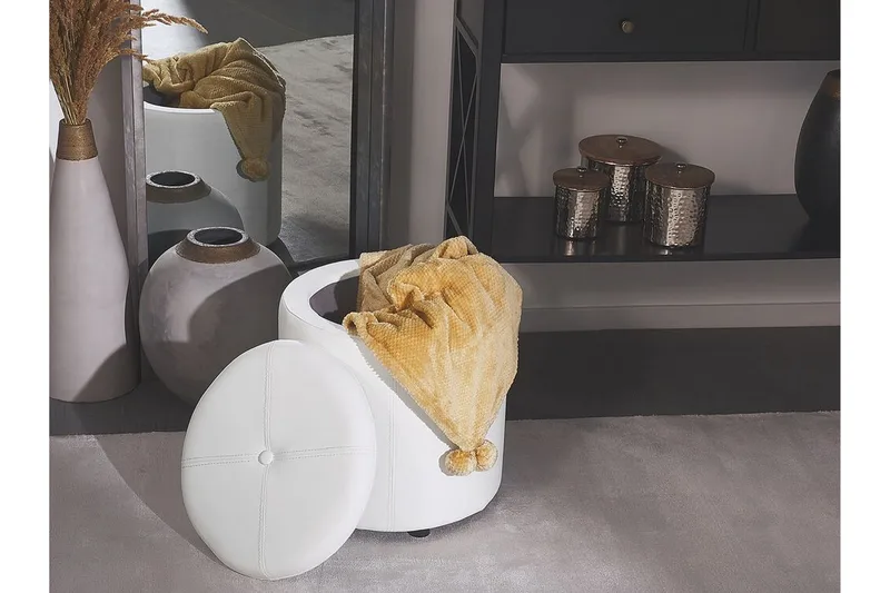 Syosset Fotpall med Förvaring - Vit - Products - Möbler - Fåtölj & stolar - Pall & puff - Fotpallar