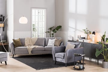 Trend Fotpall - Ljusgrå Sammet - Products - Möbler - Fåtölj & stolar - Pall & puff - Fotpallar