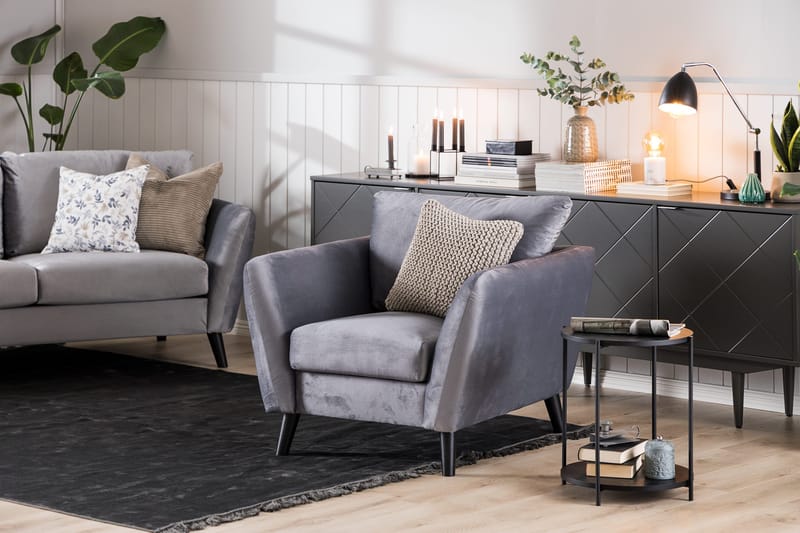 Trend Fotpall - Ljusgrå Sammet - Products - Möbler - Fåtölj & stolar - Pall & puff - Fotpallar