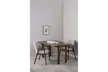 Reciclar Matstol i Bouclé med armstöd i ek trä - Mörkbrun/Greige - Products - Möbler - Fåtölj & stolar - Karmstol