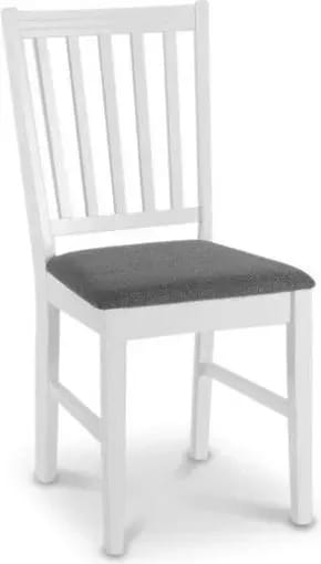 Sandhamn matstol vit med grå sits, Vitlackerat trä med grå tygsits