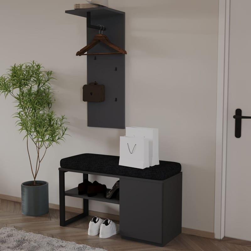 Uniqo Hallställsset 35x90x35 cm - Antracit - Products - Möbler - Fåtölj & stolar - Sittbänk