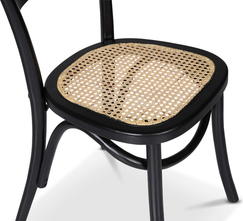 Stol i böjträ med rotting sits - Svart/natur - Products - Möbler - Fåtölj & stolar - Matstol & köksstol