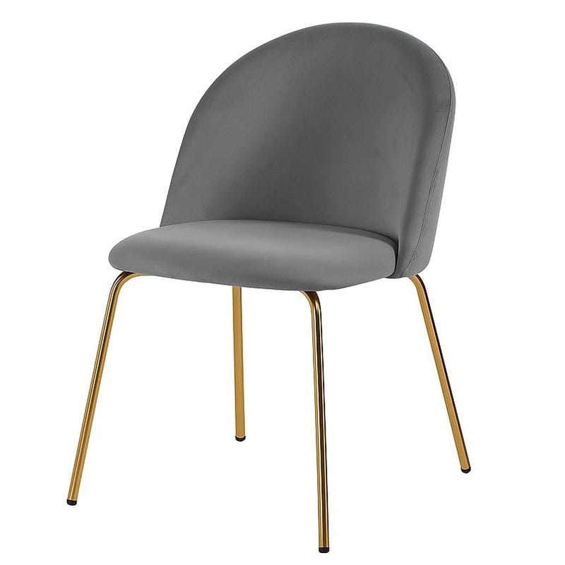 Stol i grå sammet med mässingsfärgade ben, Grå sammet / Mässings ben