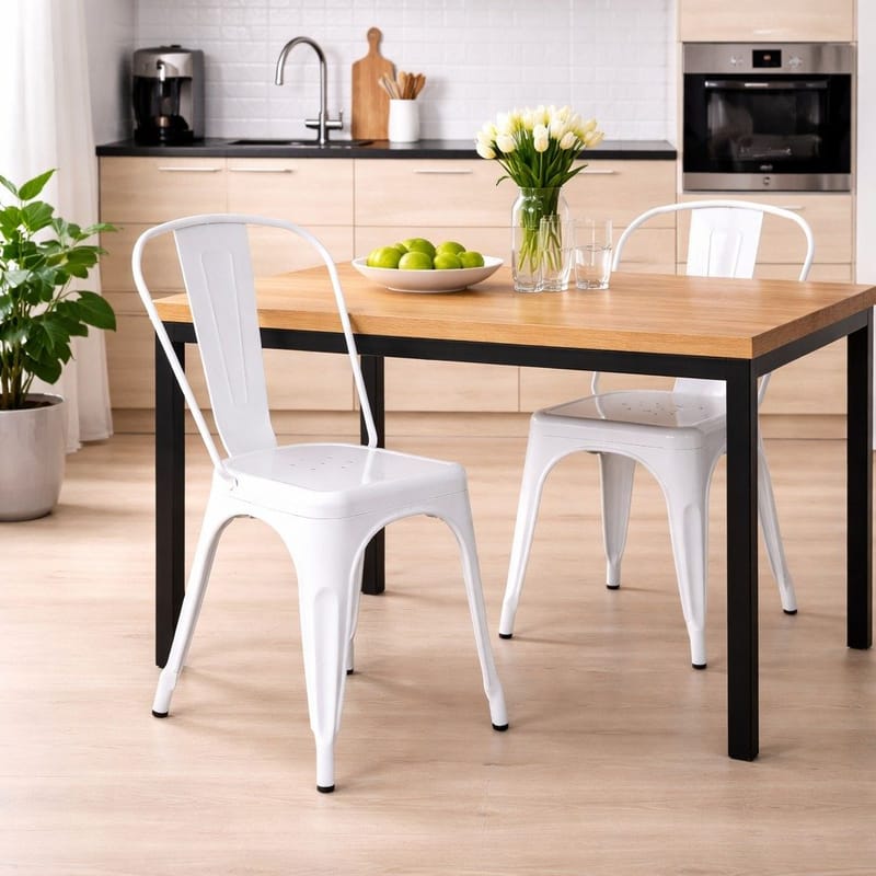 Stol i metall - Vit stapelbar, Vit (Shiny)