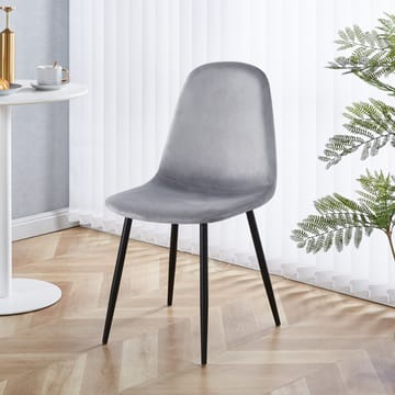 Stol ljusgrå sammet med svarta ben - Ljusgrå sammet med svarta matta stålben - Products - Möbler - Fåtölj & stolar - Matstol & köksstol