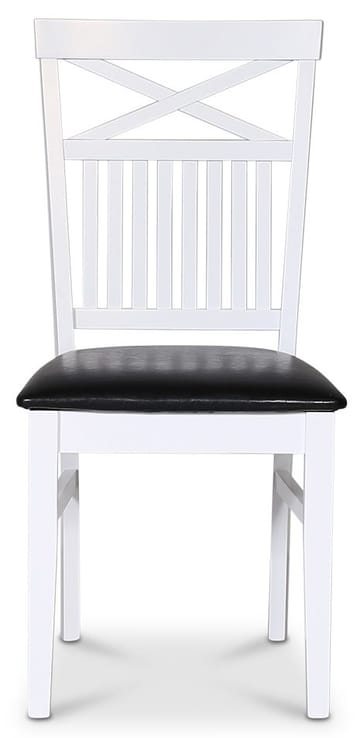 Stol med kryss i rygg och svart sits - Vitlack och sits i svart PU - Products - Möbler - Fåtölj & stolar - Matstol & köksstol