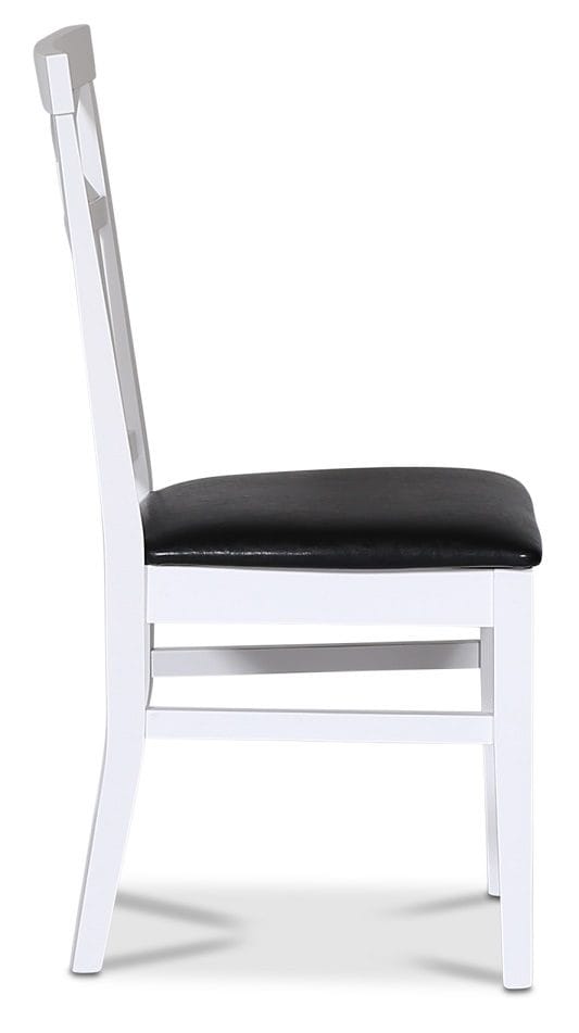 Stol med kryss i rygg och svart sits - Vitlack och sits i svart PU - Products - Möbler - Fåtölj & stolar - Matstol & köksstol