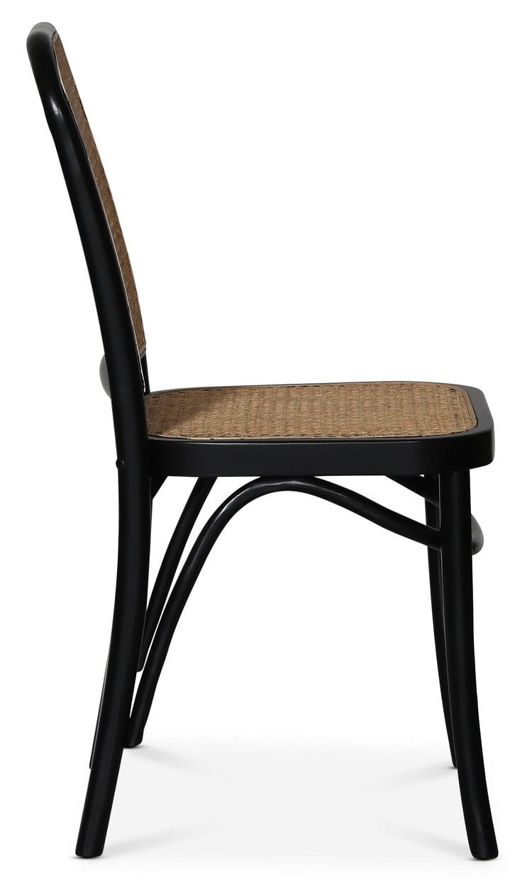 Stol svart med rotting i rygg och sits - Tone - Svart / Rotting - Products - Möbler - Fåtölj & stolar - Matstol & köksstol