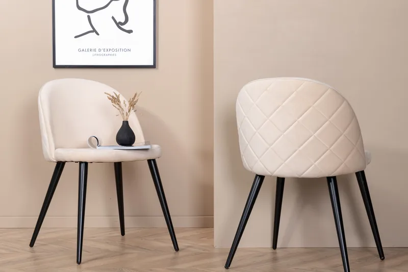 Velvet Stitches Matstol - Svart - Products - Möbler - Fåtölj & stolar - Matstol & köksstol