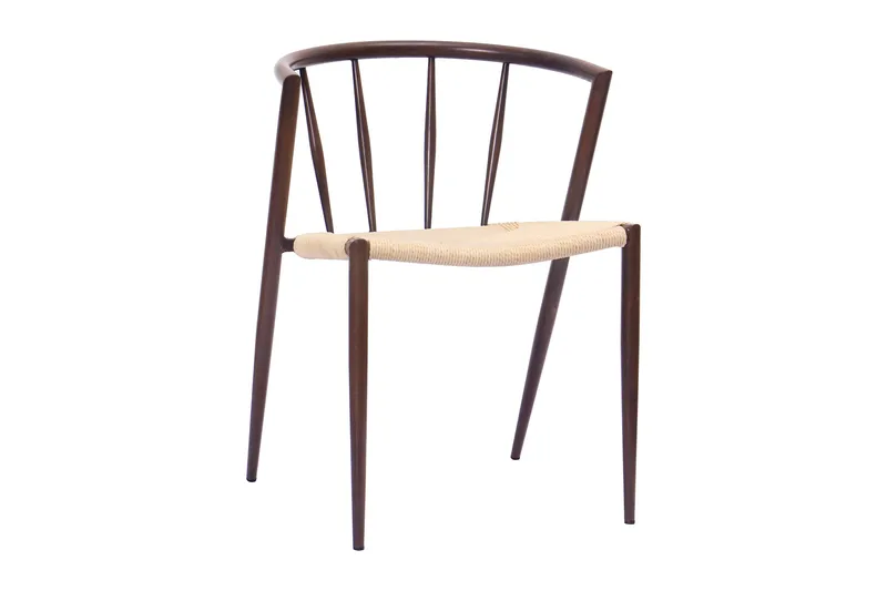 Winston Matstol, Beige / Metallben Rökt ek