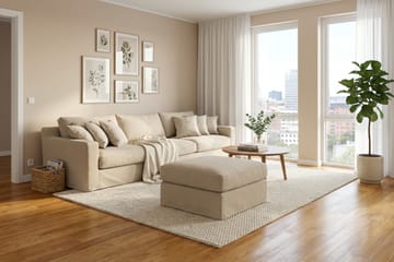 Valencia Extra Djup 5-sits soffa + fotpall med avtagbar och tvättbar klädsel - Beige - Products - Möbler - Soffa