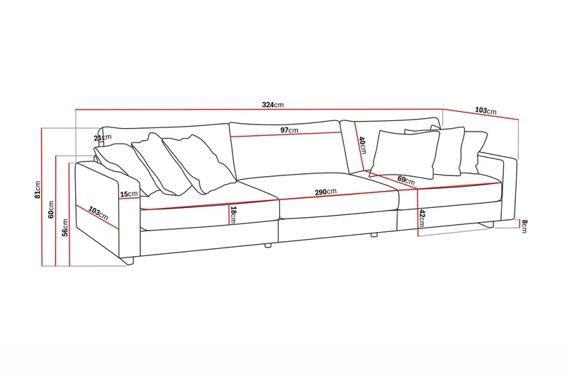 Valencia Extra Djup 5-sits Soffa - Offwhite - Products - Möbler - Soffa