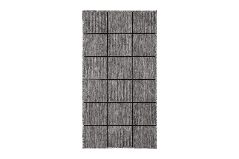 Madrid Square Flatvävd Matta 80x340, Grå/Svart