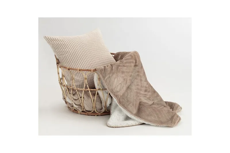 Pläd Sherpa 130 x 170 cm - Linne - Products - Textil & mattor - Filt & pläd