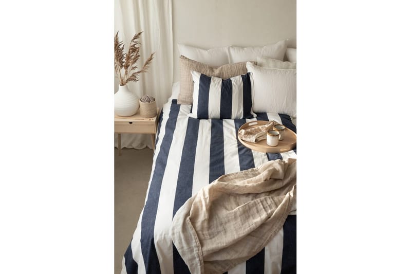 Påslakanset Enkelsäng 2-Dels Block stripe - Marinblå - Products - Textil & mattor - Sängkläder - Bäddset & påslakanset - Påslakanset dubbelsäng