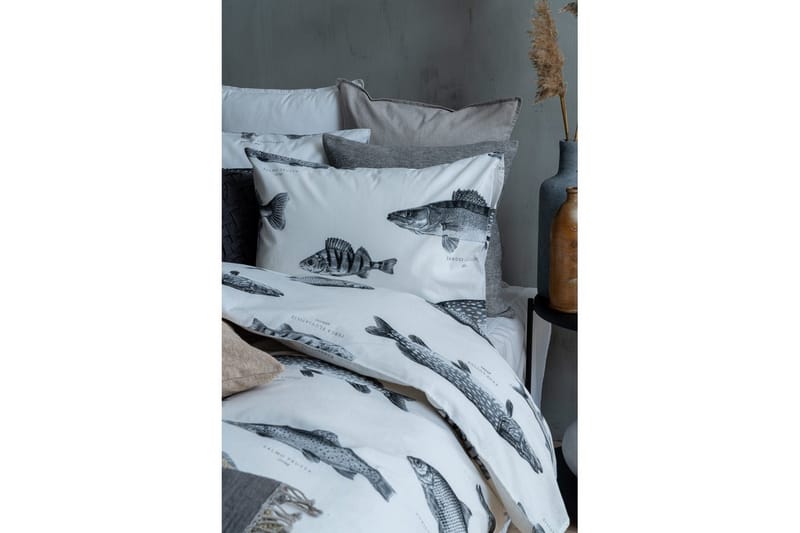 Påslakanset Enkelsäng 2-Dels Fiske Vit - Franzén - Products - Textil & mattor - S ängkläder - Bäddset & påslakanset - Påslakanset dubbelsäng