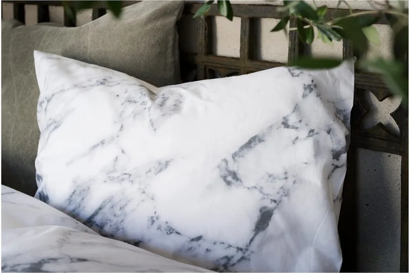 Påslakanset Enkelsäng 2-Dels Marmor Vit - Borganäs of Sweden - Products - Textil & mattor - Sängkläder - Bäddset & påslakanset - Påslakanset dubbelsäng