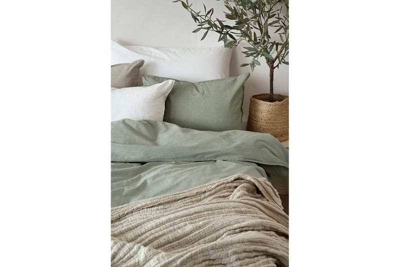 Påslakanset Enkelsäng 2-Dels Washed - Grön - Products - Textil & mattor - Sängkläder - Bäddset & påslakanset - Påslakanset dubbelsäng