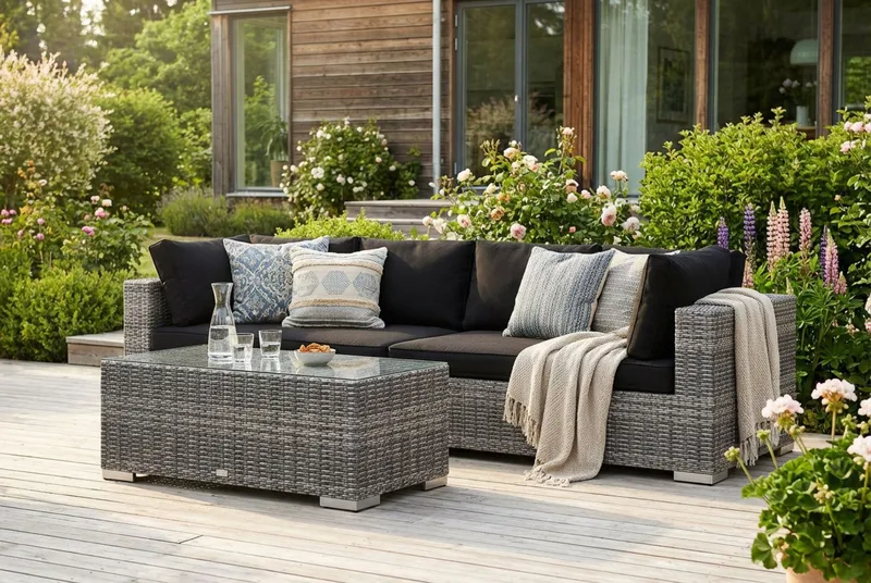 Bahamas Högermodul utomhus 140 cm i konstrotting - Grå - Products - Utemöbler & utemiljö - Övrigt utemöbler - Moduler utesoffa - Vänstermodul utesoffa