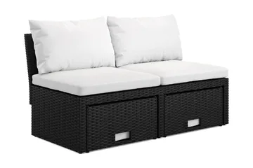 Bahamas Liten Balkongsoffa med dynor och pallar i konstrotting - Svart - Products - Utemöbler & utemiljö - Balkong & altan - Balkongmöbler - Balkongsoffa