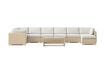 Bahamas U-formad utomhus loungegrupp 8-sits med vändbar divan och bord med hylla - Beige - Products - Utemöbler & utemiljö - Loungemöbler - Loungeset & loungegrupp