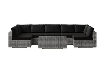 Bahamas U-formad utomhus loungegrupp med öppet avslut, 7-sits med bord - Grå - Products - Utemöbler & utemiljö - Loungemöbler - Loungeset & loungegrupp