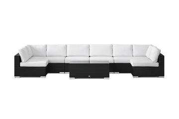 Bahamas U-formad utomhus loungegrupp med öppet avslut, 8-sits med bord - Svart - Products - Utemöbler & utemiljö - Loungemöbler - Loungeset & loungegrupp